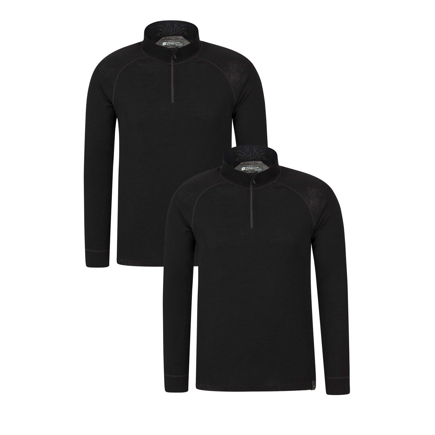Mountain Warehouse Herren Merinowolle Base Layer Top (2er Pack) (Schwarz) Image