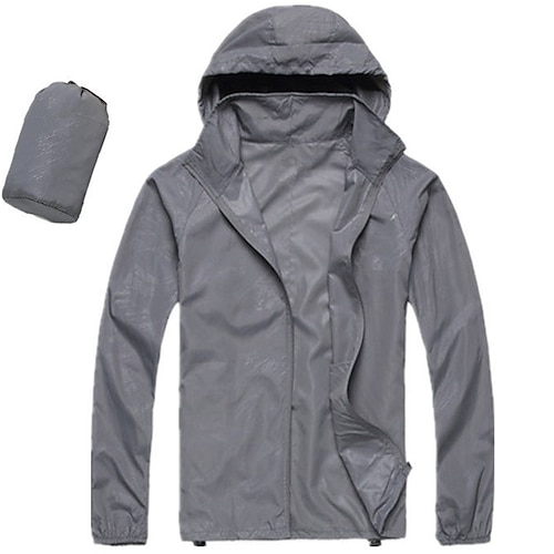 Damen Herren wasserdichter Wanderregenmantel UPF 50 UV-Sonnenschutz Reißverschluss Hoodie Langarm Angeln Laufjacke Windjacke Sommer Outdoor winddichter Sonnenschutz UV-beständige Jacke Top Klettern Image
