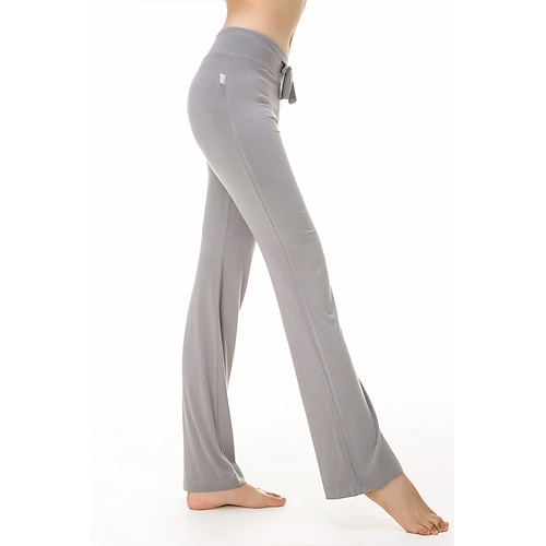 Damen Schlaghose breites Bein schnell trocknend Feuchtigkeitstransport hoch tailliert Yoga Fitness Fitness-Studio Trainingshose dunkelgrau pfauenseeblau h00109 weiß Modal Baumwolle Wintersport Aktiv Image