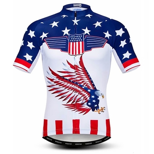 21Grams Herren Kurzarm Fahrradtrikot Sommer Elasthan Polyester Blau / weiß Italien Nationalflagge Fahhrad Trikot / Radtrikot Oberteile Bergradfahren Straßenradfahren UV-beständig Atmungsaktiv Rasche Image