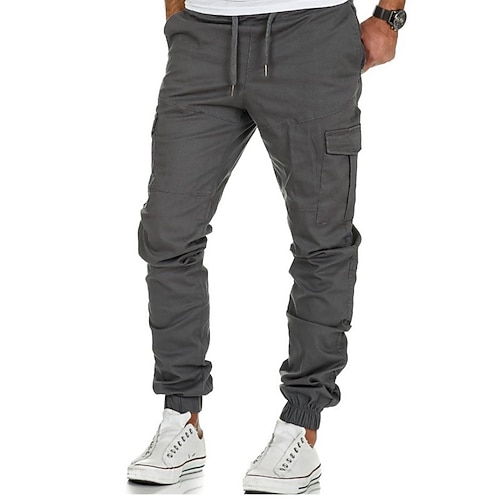 Herren Cargohose Cargohosen Cargohose Jogginghose Jogger Hose Hosen Kordelzug Elastische Taille Multi Pocket Glatt Komfort Sports Outdoor Täglich Modisch Brautkleider schlicht Schwarz Gelb Image