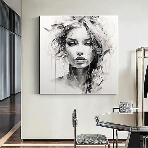 handgemachte abstrakte Spachtel Gesichtsmalerei Wandkunst handgemachte strukturierte Gesicht von Mädchen Malerei handgemalte figurative Ölgemälde Wandkunst Gesicht Ölgemälde Wand dekorative Malerei Image