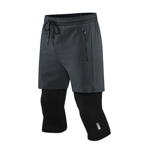 Herren Kompressionshose Laufhose Lang Kurz Laufhose Lang Tights Running Kordelzug 2 in 1 Reißverschlusstasche Basisschicht Sportlich Athleisure Sommer Frühling Spandex Schnelltrocknend Weich Image