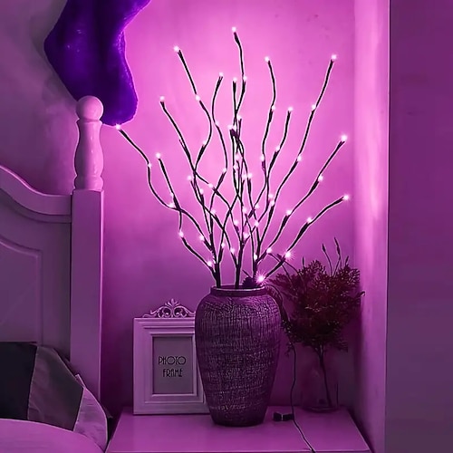 Warme weiße LED-Zweigholzlampen batteriebetriebene beleuchtete Zweige Vase Füller Weidenzweig beleuchtet 30 Zoll 20 LED für Weihnachts-/Halloween-Hauspartys Innendekoration Image