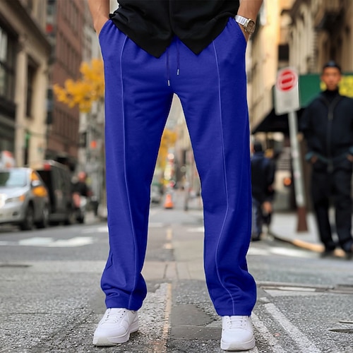 Herren Fleecehosen Jogginghose Trainingshose Hose Hosen Schlabberhose Kordelzug Elastische Taille Falten Glatt Komfort Warm In voller Länge Heim Casual Täglich Sport Modisch Schwarz Weiß Image