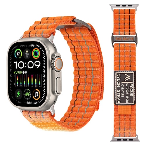 Sportarmband Kompatibel mit Apple Watch Armband 38mm 40mm 41mm 42mm 44mm 45mm 49mm Metallverschluss Verstellbar Atmungsaktiv Nylon Ersatzarmband für iwatch Ultra 2 Series 9 8 7 SE 6 5 4 3 2 1 Image