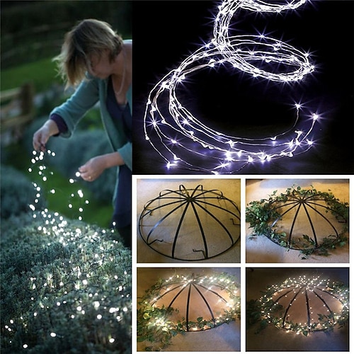 Außen Wasserfalllichter 200 LED Märchen Weinreben Zweiglichter 10 Stück x 2M Märchenlichterkette für Weihnachtsgarten Zaun Baumdekoration Image