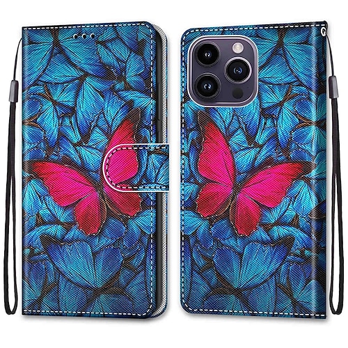 Handy Hülle Handyhüllen Für iPhone 14 Pro Max 13 12 11 Pro Max Mini Rückseite Mit Ständer Mit Handgelenkschlaufe Kartenfach Retro TPU PU-Leder Image