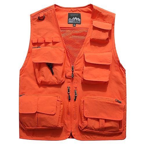 Per uomo Gilet da pesca Gilet / gilet da escursionismo Senza maniche Gilet / Gilet Superiore Esterno Traspirante Asciugatura rapida Leggero Estate blu navy Arancione Nero Pesca Scalate Campeggio