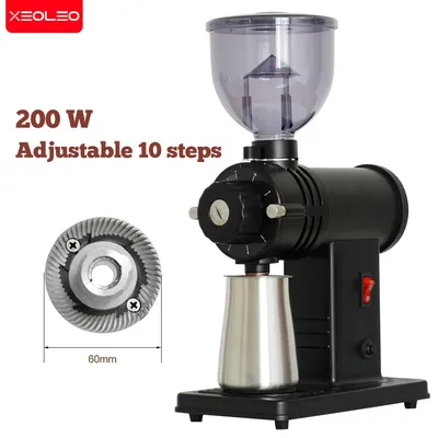 Xeoleo Electric Coffee Grinder 60mm S/S Flat Burr Coffee Miller 10 Steps Espresso Grinder Electric Grinding Machine