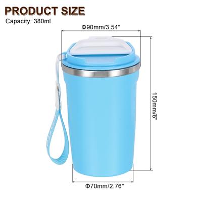 Insulated Travel Mug, 13 Oz Coffee Cup with Leakproof Lid and Lanyard