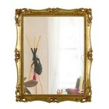House of Hampton® Vintage Decorative Mirror, Wall Mounted & Tabletop Makeup Mirror, Square brown/yellow in Antique Gold | Wayfair