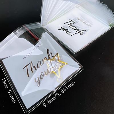 TEMU 100pcs Large Thank You Printing White Opp Ziplock Bag, Gift Candy Packaging Bag, Gift Decoration Bag 5.12''Ã—3.94''