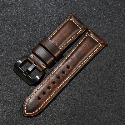 TEMU 1pc Retro Genuine Leather Cowhide Watch Strap For Men And Women