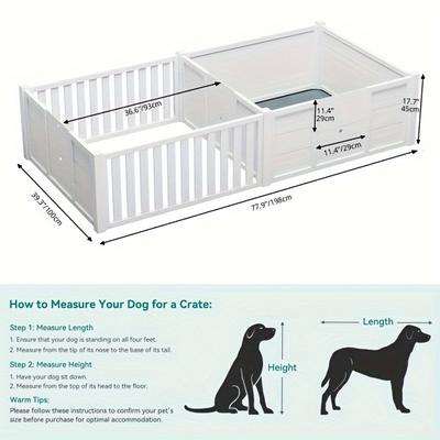 TEMU Breezelodge Whelping Box For Dogs With Water- Resistant Pee Pad, Indoor Wooden Dog Pen For Mother's Comfort With Double Rooms For Large Medium Small Dogs Puppies 78