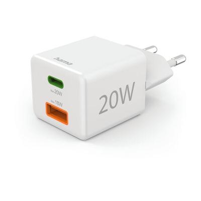 Schnellladegerät USB-C / USB-A 20 W weiß, Hama, 3.4x2.9x3.5 cm