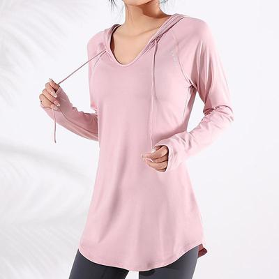 Women's Plus Size Yoga Tops Hooded V-neck Loose Thin Sports Sweater Outerwear Yoga Fitness Gym Clothes Winter Long Sleeve