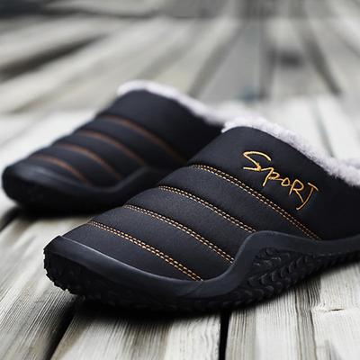 Men's Slippers Anti-slip House Winter Slippers Flush Warm Flip-Flops Daily Home Walking Shoes Cotton Warm Non-slipping Black Dark Blue Winter