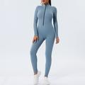 Combinaison Ensembles d'entraînement Femme Hiver Zip sur le devant Le Maillot de corps Spandex Yoga Aptitude Exercice Physique Contrôle du Ventre Lifting des fesses Respirable Des sports Tenues de