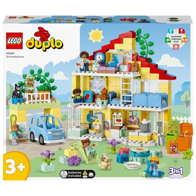 LEGO DUPLO 10994 Casetta 3 in 1, Casa delle Bambole, Auto Push-and-Go,