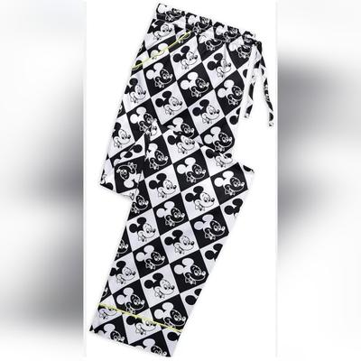 Disney Pants | Disney Mickey Mouse Satin Silky Diamond Logo Pajama Lounge Pants Unisex Mens | Color: Black/White | Size: Various