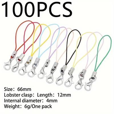 TEMU 50-100pcs Lanyard Straps With Lobster Clasp - Diy Charms, Keyrings, Pendants, Key Ring Accessories - Polyester Fiber (pvc)