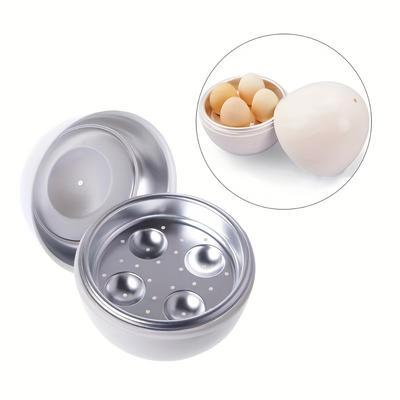 TEMU Aluminum Microwave Egg Poacher Cooker With Lid - 4 Capacity Egg Steamer Kitchen Gadget For Soft And Hard Eggs