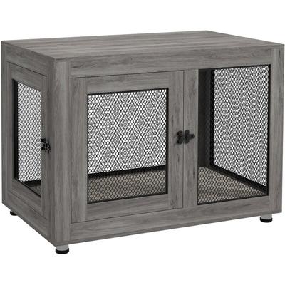 Pawhut - Hundekäfig für Zuhause, Hundebox mit 2 Türen, Waschbaren Kissen, Hundehütte mit Image