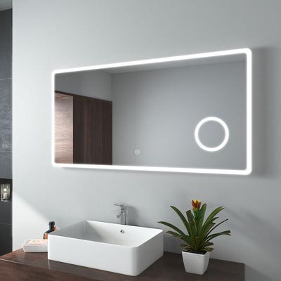 Led Badezimmerspiegel 120x60cm Badspiegel mit Kaltweißes Licht und Touch-Schalter (Modell m) - Emke Image