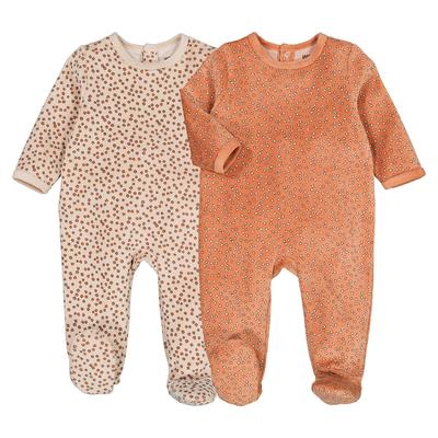 Pack of 2 Sleepsuits in Speckled Velour