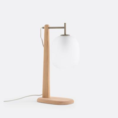Navida Oak & Frosted Glass Table Lamp