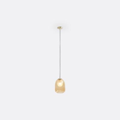 Bumble 20cm Diameter Amber Glass & Brass Ceiling Light