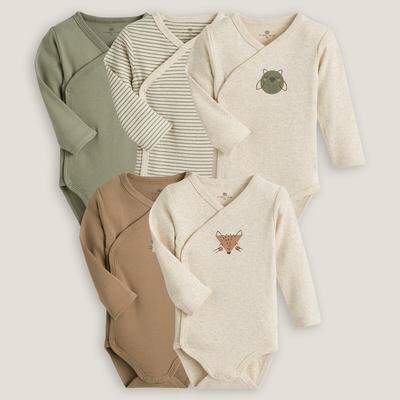 Pack of 5 Newborn Bodysuits in Organic Cotton