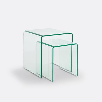 Set of 2 Joan Tempered Glass Nesting Side Tables
