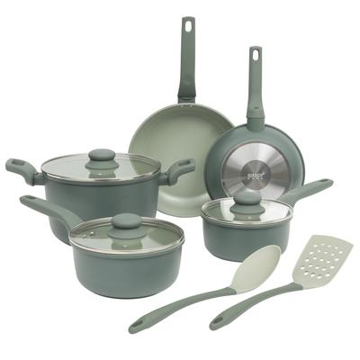 Gibson Home Barnsdall 10 Piece Premium PFA Free Ceramic Nonstick Aluminum Cookware Set with Kitchen Tools