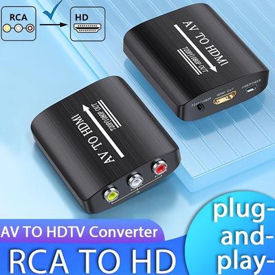 TEMU 2023 Rca To Hdtv Video Signal Upgrade Device, Usb-powered, Matte Surface, 5v For Ps1, Ps2, Ps3, , N64, Wii, , Vhs, Blu-ray & Dvd Players