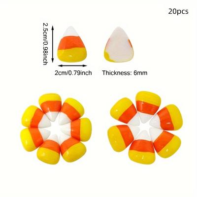 TEMU 20pcs Cute Candy Corn Resin Charms - Flatback Embellishments For Diy Crafts, Halloween Wreaths, Christmas Trees, Hair Clips & Phone Cases