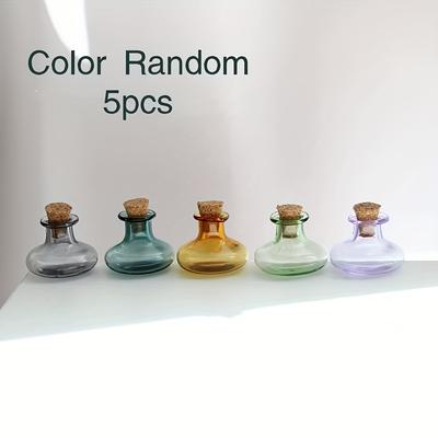 TEMU 5pcs Mini Colored Wishing Glass Bottles, Oval Bottles With Cork, Decorative Bottles, Used For Car Perfume, Mini Landscape, Living Room Decoration, Decoration