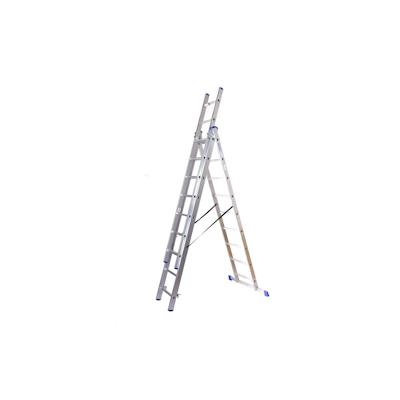 Stehleiter 3x9 Stufen Länge 5,3m 248x41cm ALU SZAGATO Stufenleiter Stehleiter ausziehbar Mehrzweckleiter Standleiter Schiebeleiter 3x9 Stehleiter Image