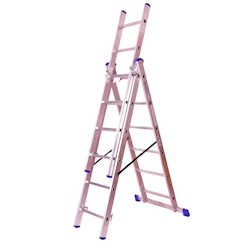 Stehleiter 3x6 Stufen Länge 3,2m 166x41cm ALU SZAGATO Stufenleiter Stehleiter ausziehbar Mehrzweckleiter Standleiter Schiebeleiter 3x6 Stehleiter