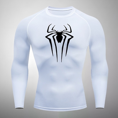 Herren Kompressionsshirt Sportshirt Fitnessshirt Trainingsshirt Langarm T-Shirt Lässig Athleisure Frühling Herbst Spinnen Schnelltrocknend Weich Atmungsaktiv Fitnesstraining Gehen Joggen Image