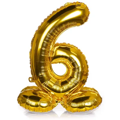 Folienballon 6, stehend, gold Image