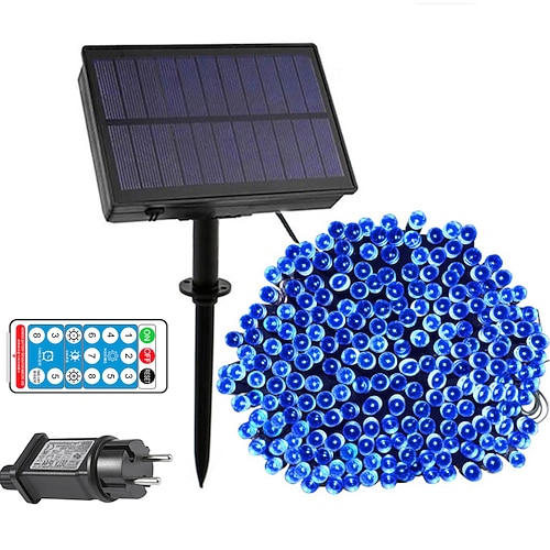Solarbetriebene Lichterkette 50M-400LEDs 100M-800LEDs mit Fernbedienung 8 Modi Blink-Timing-Set Steckerfertig Doppelzweck Erntedankfest Außenparty Garten-Dekoration Feenlichter Gypsophila 24V Image