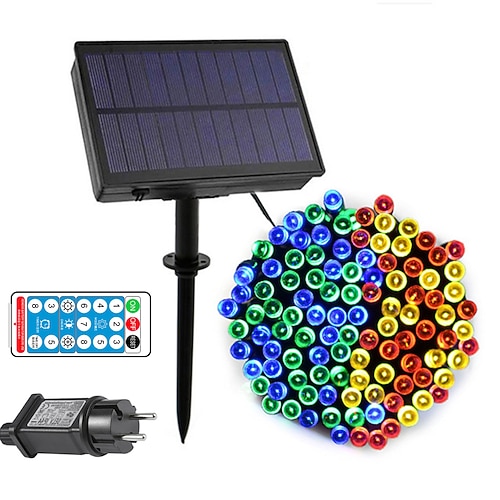 Solarbetriebene Lichterkette 50M-400LEDs 100M-800LEDs mit Fernbedienung 8 Modi Blink-Timing-Set Steckerfertig Doppelzweck Erntedankfest Außenparty Garten-Dekoration Feenlichter Gypsophila 24V Image