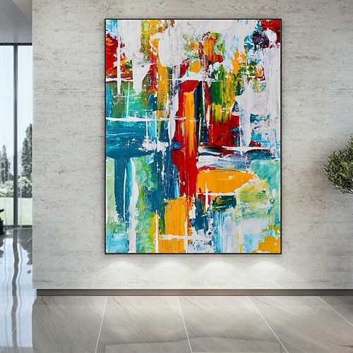 handgefertigtes Ölgemälde auf Leinwand, Wandkunst, Dekoration, abstraktes Messergemälde, Landschaftsblau, für die Inneneinrichtung, gerolltes, rahmenloses, unbelastetes Gemälde Image