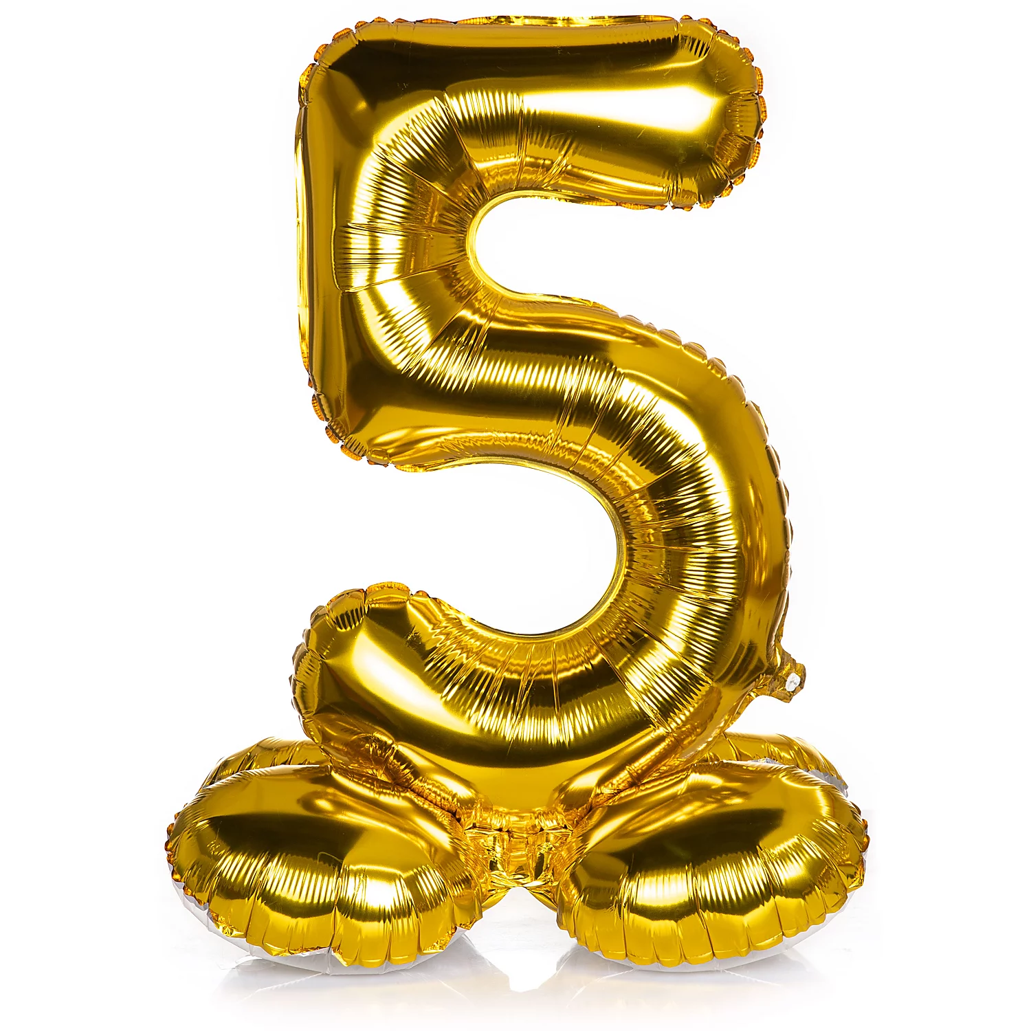 Ballon chiffre "5", tenant debout, doré