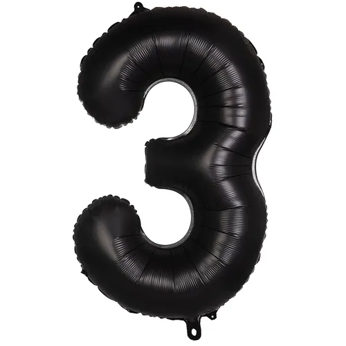 Ballon hélium chiffre ""3"", noir, 86 cm