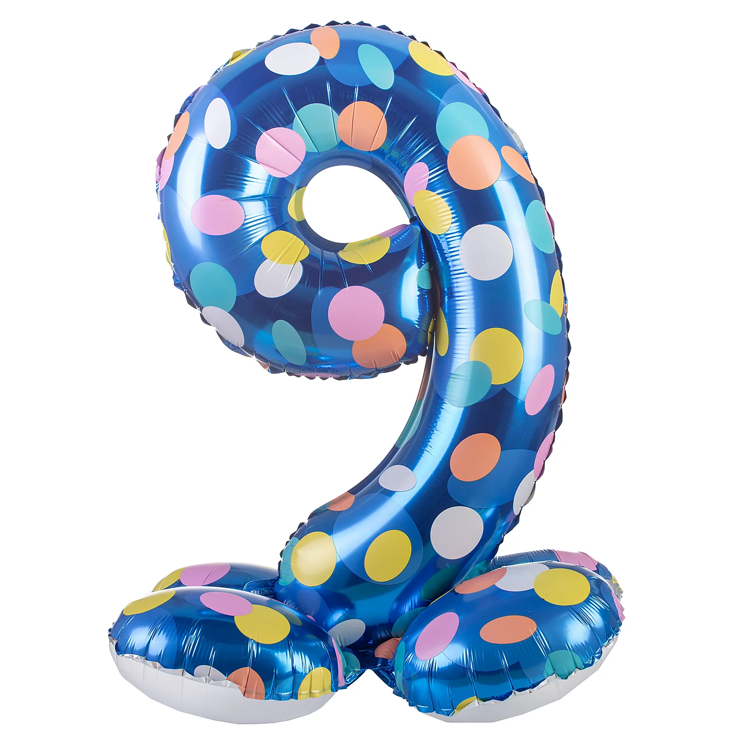 Ballon chiffre ""9"", tenant debout, à pois,