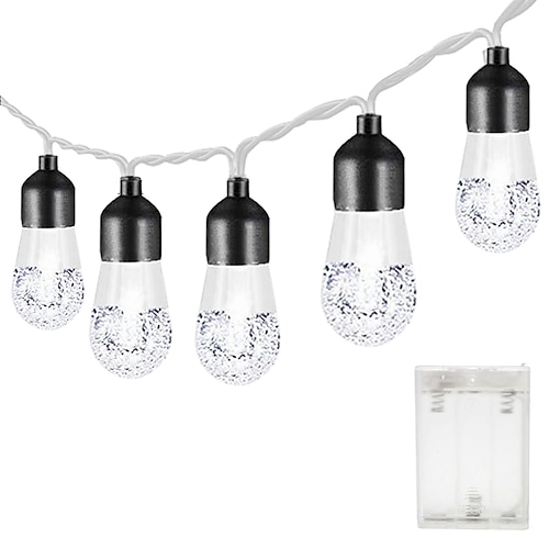 1,5 m 2 m 3 m 4 m 5 m 10 m Luci a stringa a lampadina retro in acrilico Bolle a stringa di luci di Halloween Festa Decorativa Luci da giardino warm white RGB bianco blu Alimentate da batterie AA 1 set