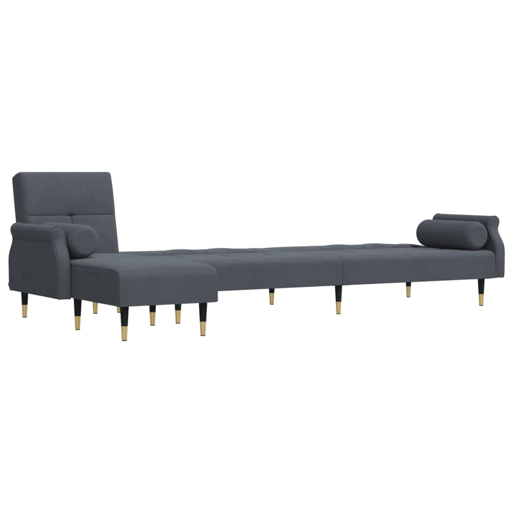 vidaXL Schlafsofa in L-Form Dunkelgrau 271x140x70 cm Samt Image